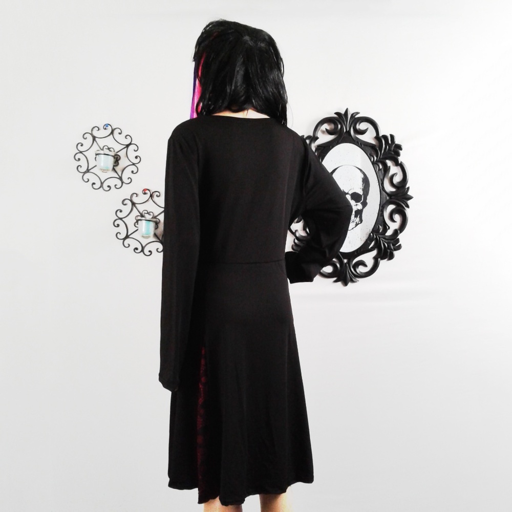 Red & Black Skull Lace Dress - Picture 5 of 6